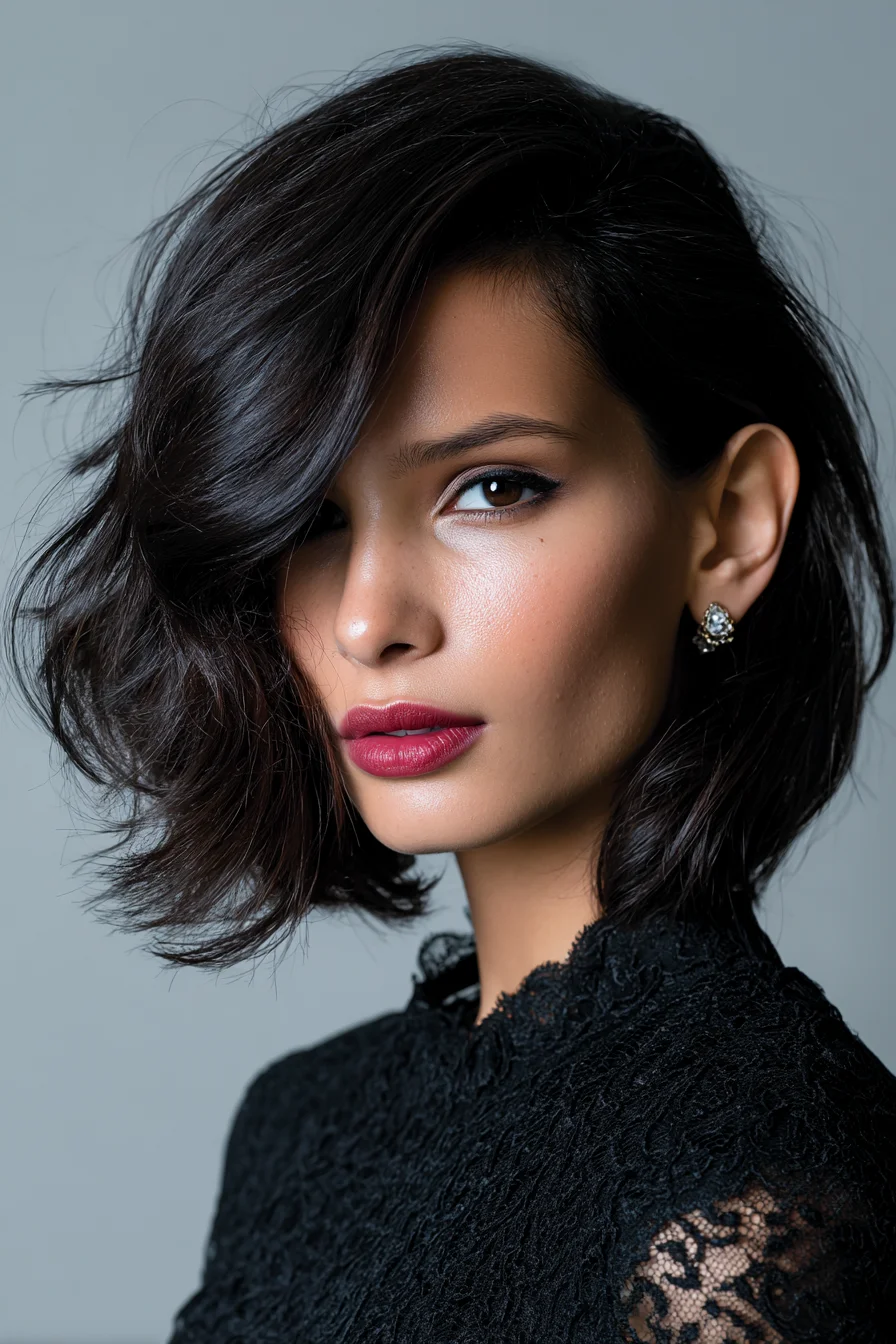 Textured Deep-Side Bob for Soft, Tousled Volume