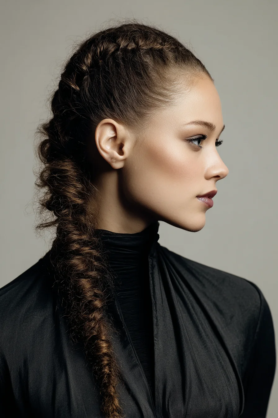 Textured Dutch Braid into a Tousled Fishtail Look
