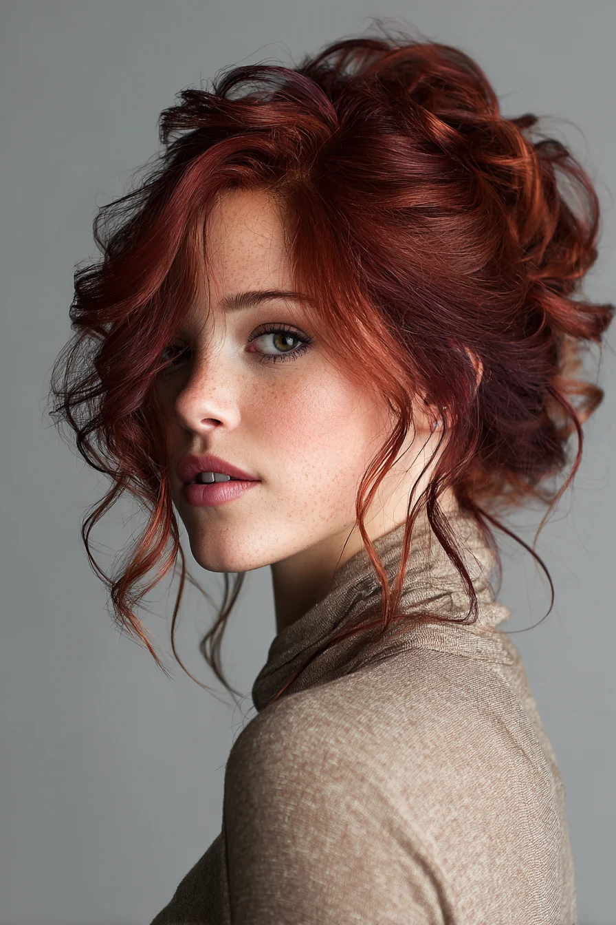 Textured Messy Updo with Face-Framing Tendrils