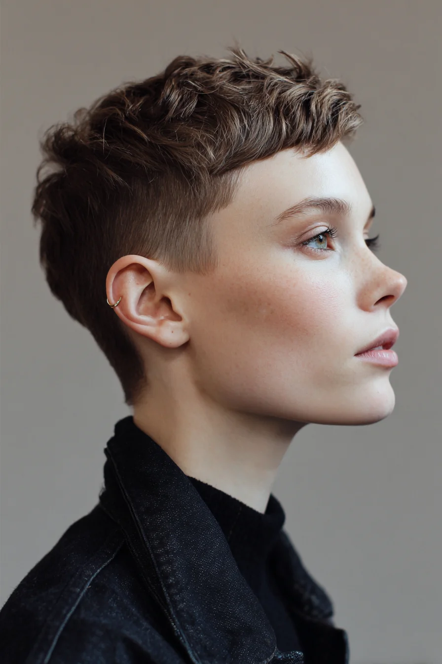 Textured Pixie Crop with Tapered Sides Effortless Edge