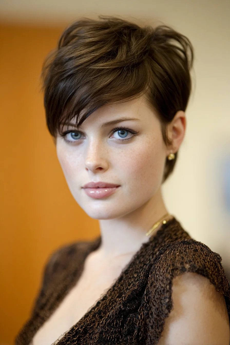 Textured Pixie Cut with Long Side-Swept Fringe
