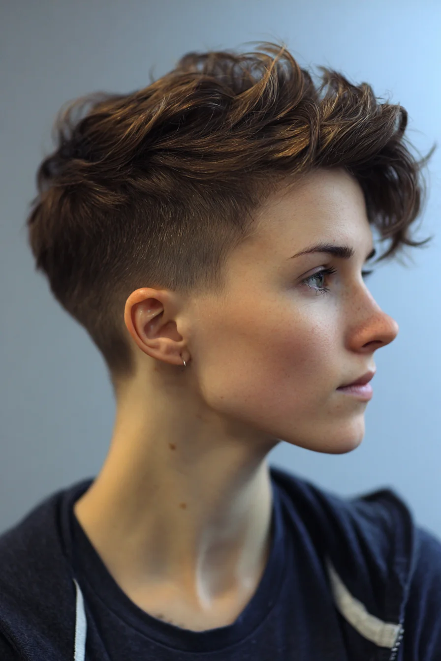 Textured Pixie Undercut Casual Volume on Top
