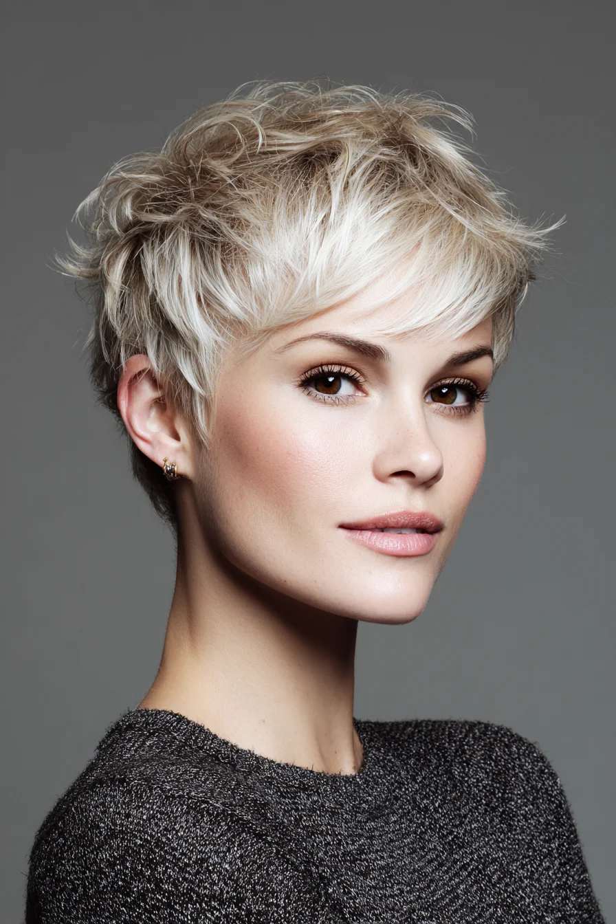 Textured Pixie with Feathered Fringe for Soft Volume