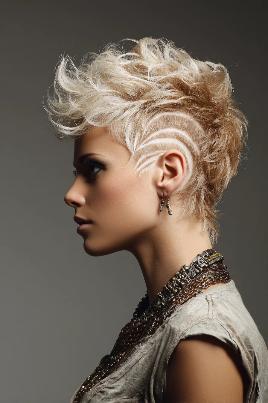 Textured Pixie with Sculpted Undercut and Designs