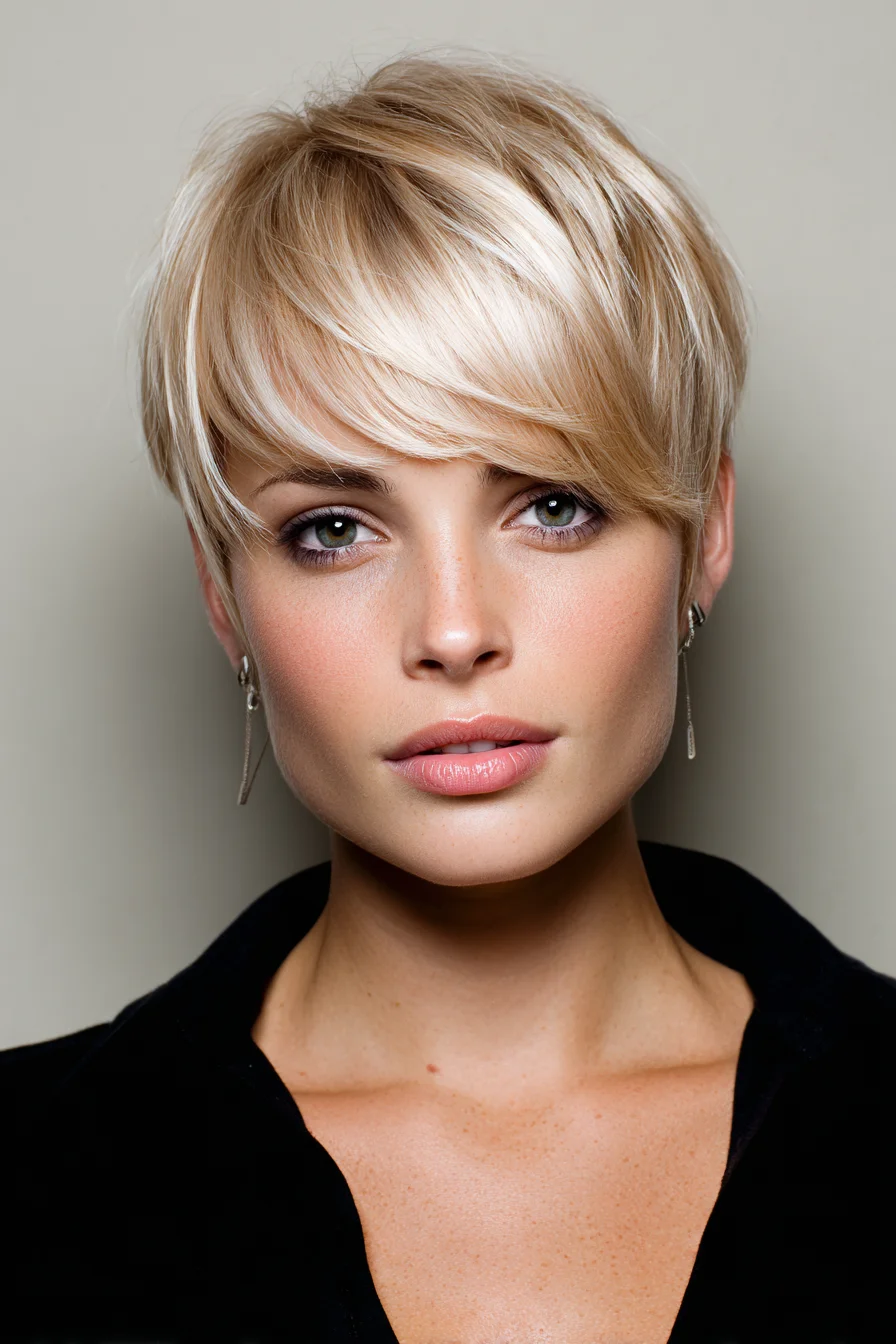 Textured Pixie with Side-Swept Bangs for Soft Shape
