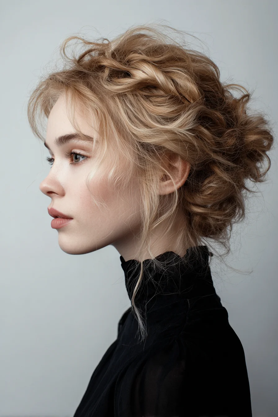 Textured Romantic Updo with Soft Face-Framing Pieces