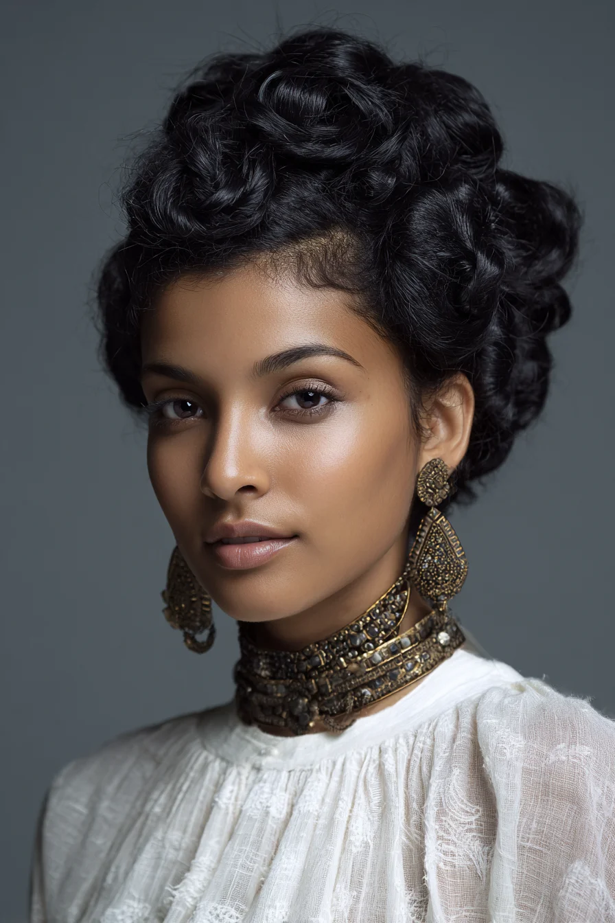 Textured Rosette Updo for Curly or Thick Hair