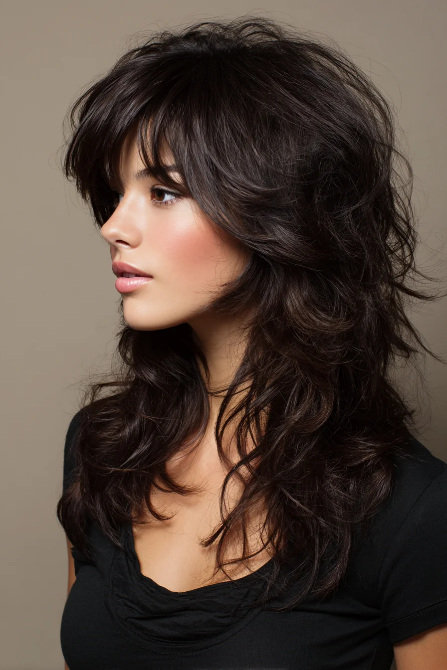 Textured Shag with Curtain Bangs for Natural Volume