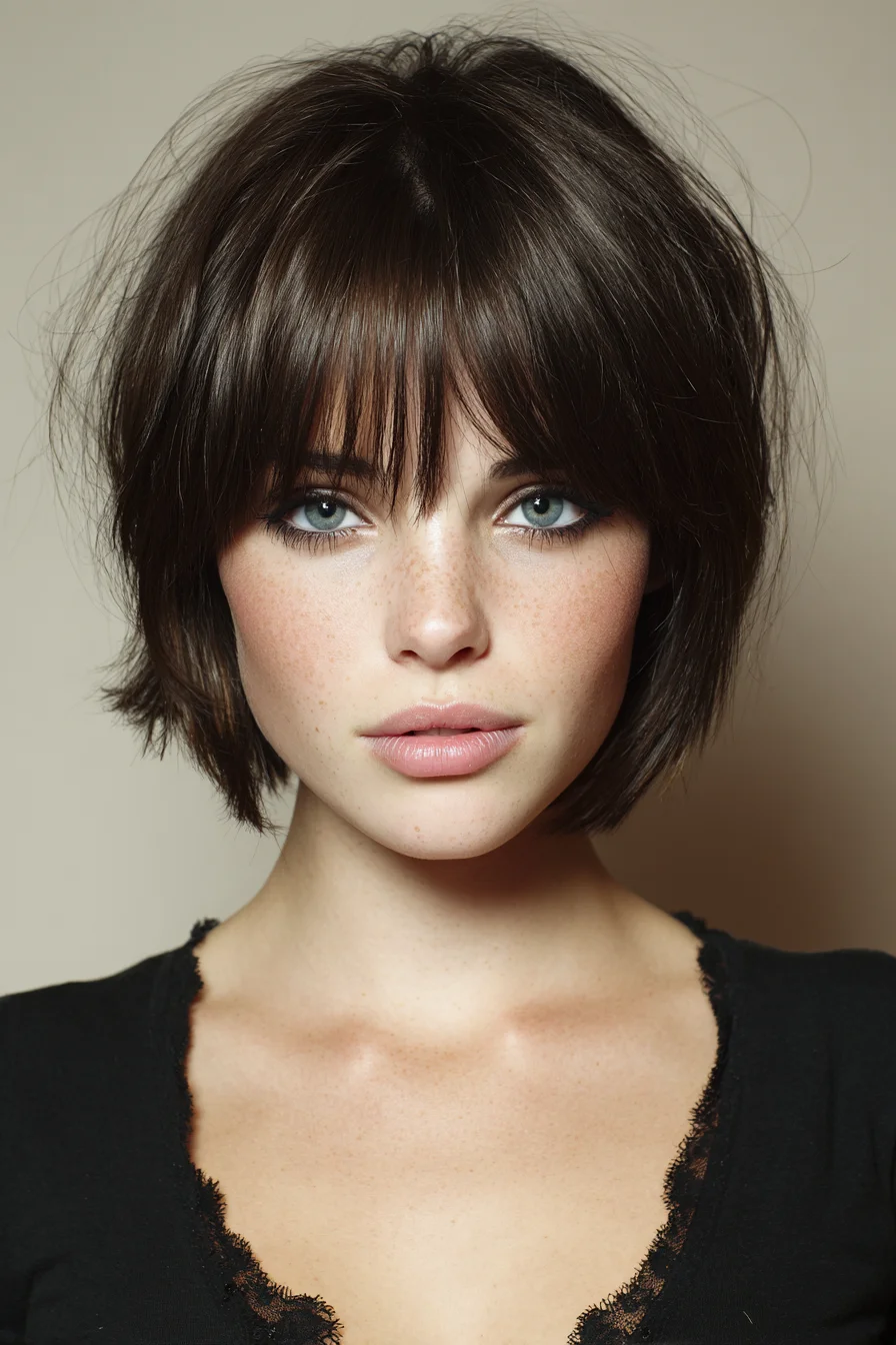 Textured Shaggy Bob with Wispy Curtain Bangs, Easy