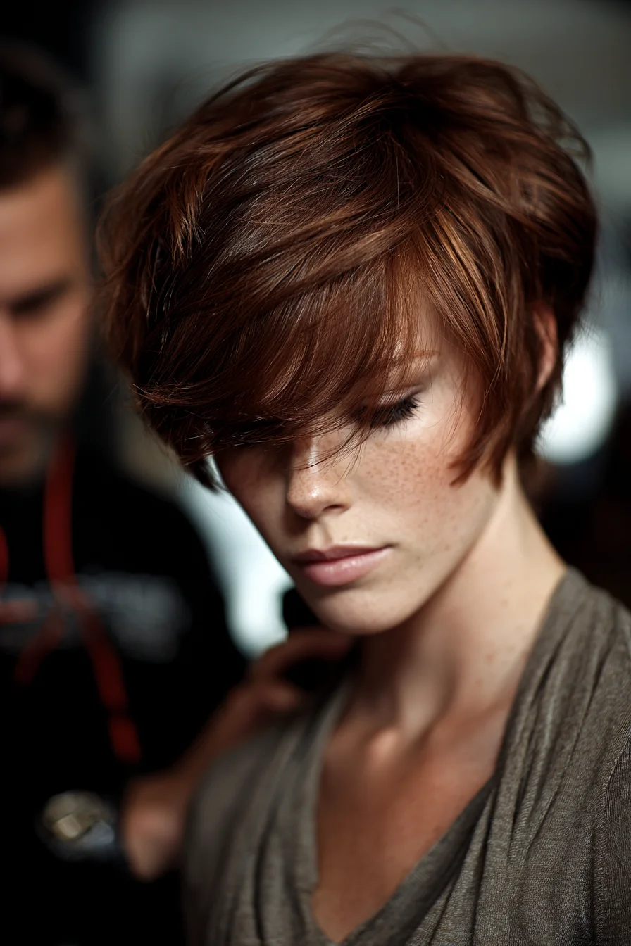 Textured Short Pixie with Side-Swept Bangs for Volume