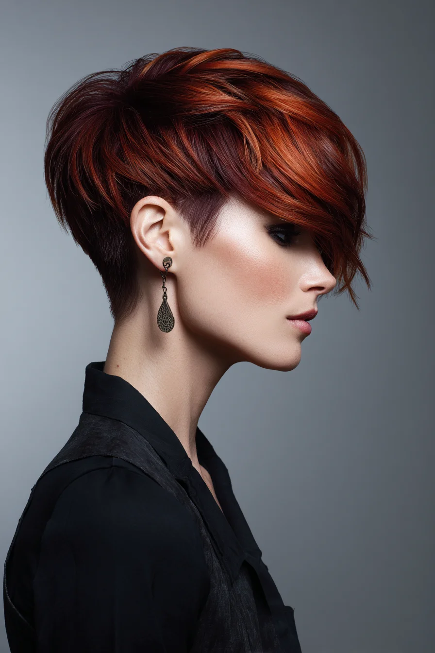 Textured Short Pixie with Sweeping Side Fringe for Edge