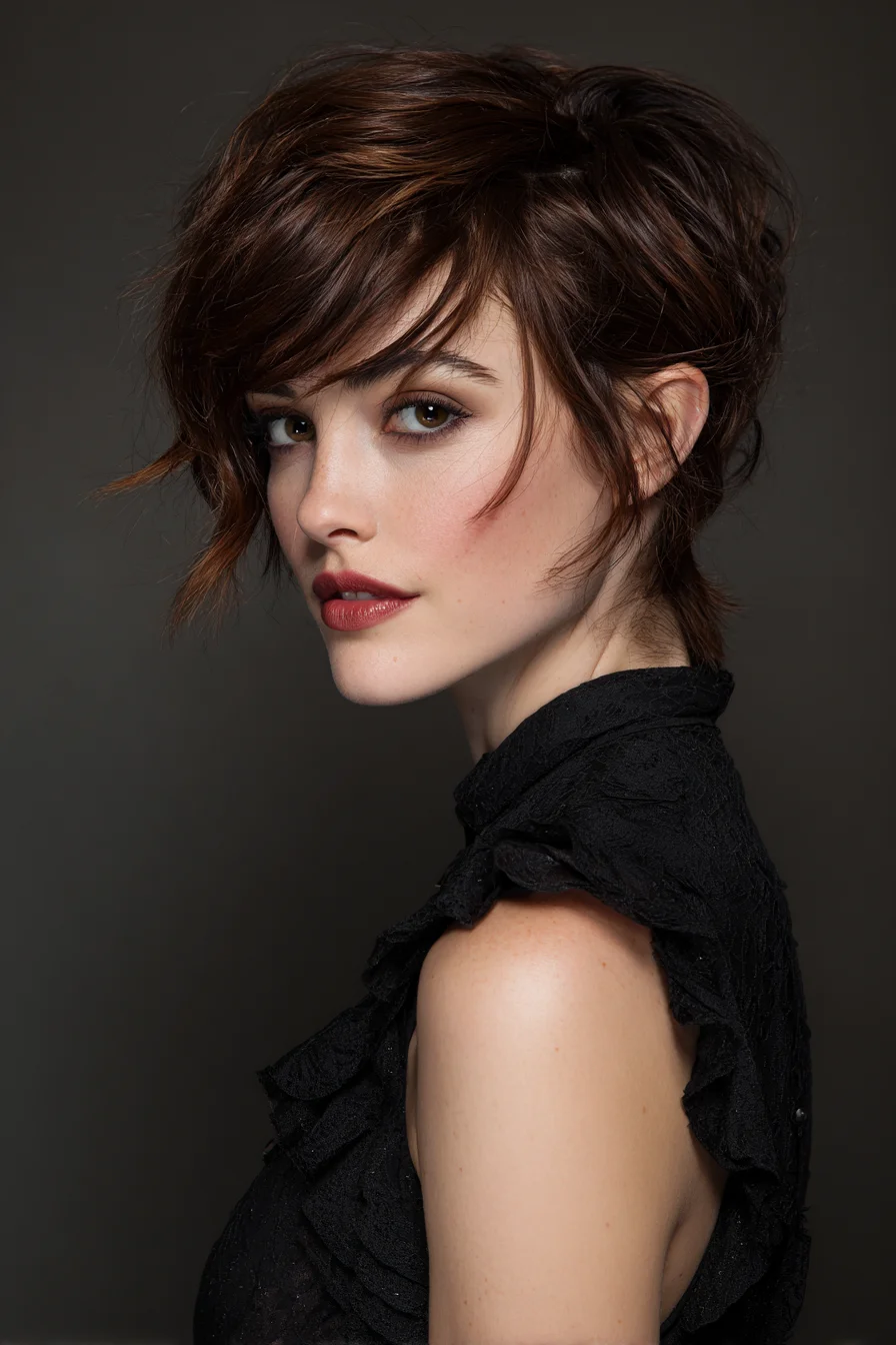 Textured Short Pixie with Wispy Side Bangs and Tousled Volume