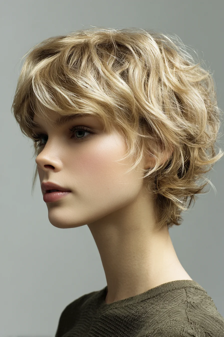Textured Short Shag: Soft Waves and Feathered Fringe