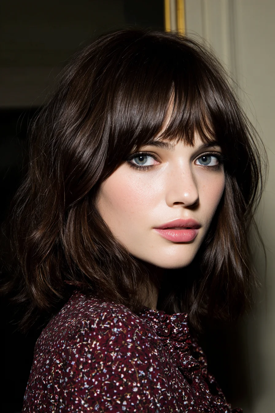 Textured Shoulder-Length Bob with Soft Fringe