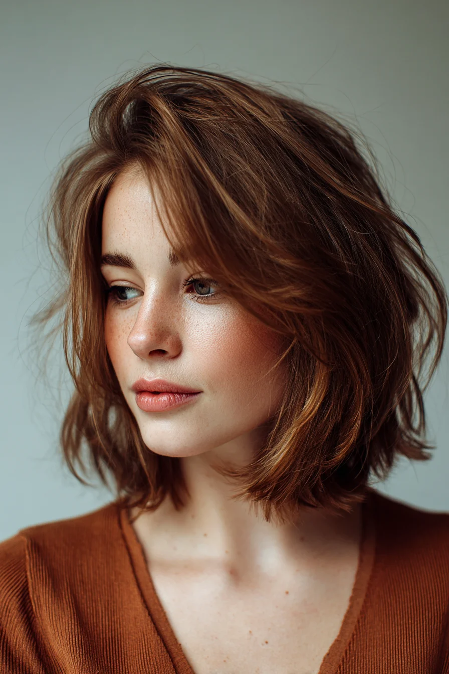 Textured Shoulder-Length Lob with Soft Face-Framing Layers