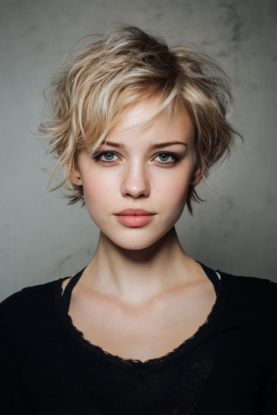 Textured Tousled Pixie Cut with Soft Side Fringe