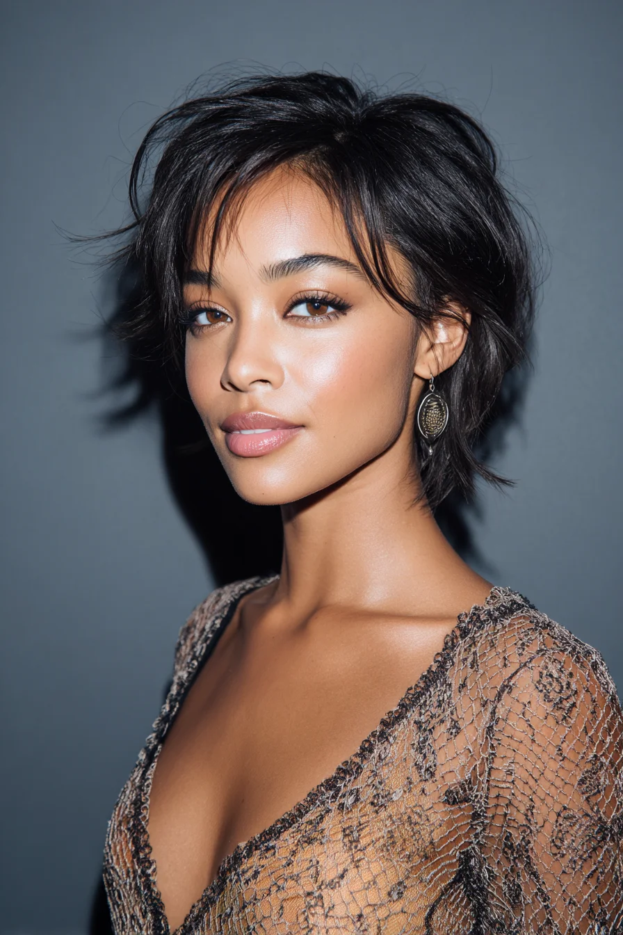 Textured Tousled Pixie with Wispy Bangs for Fine Hair