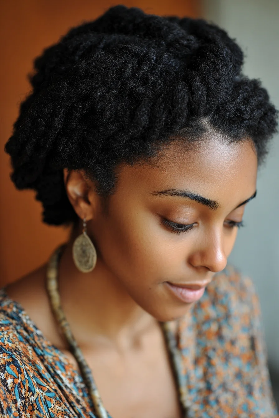 Textured Twist-Updo for Short Natural Hair Elevated Everyday Look