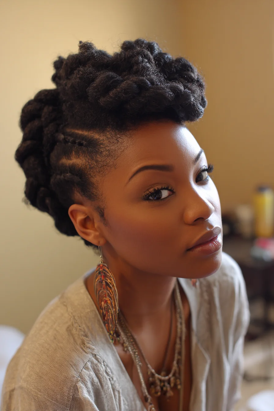 Textured Twisted Crown Updo for Natural 4C Hair