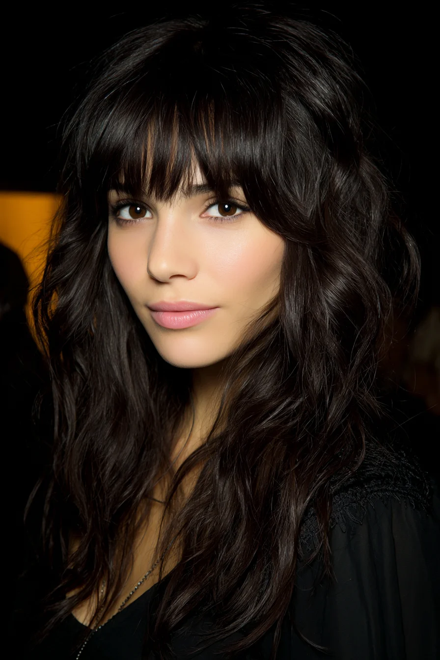 Textured Waves with Blunt Fringe and Layers for Everyday Volume