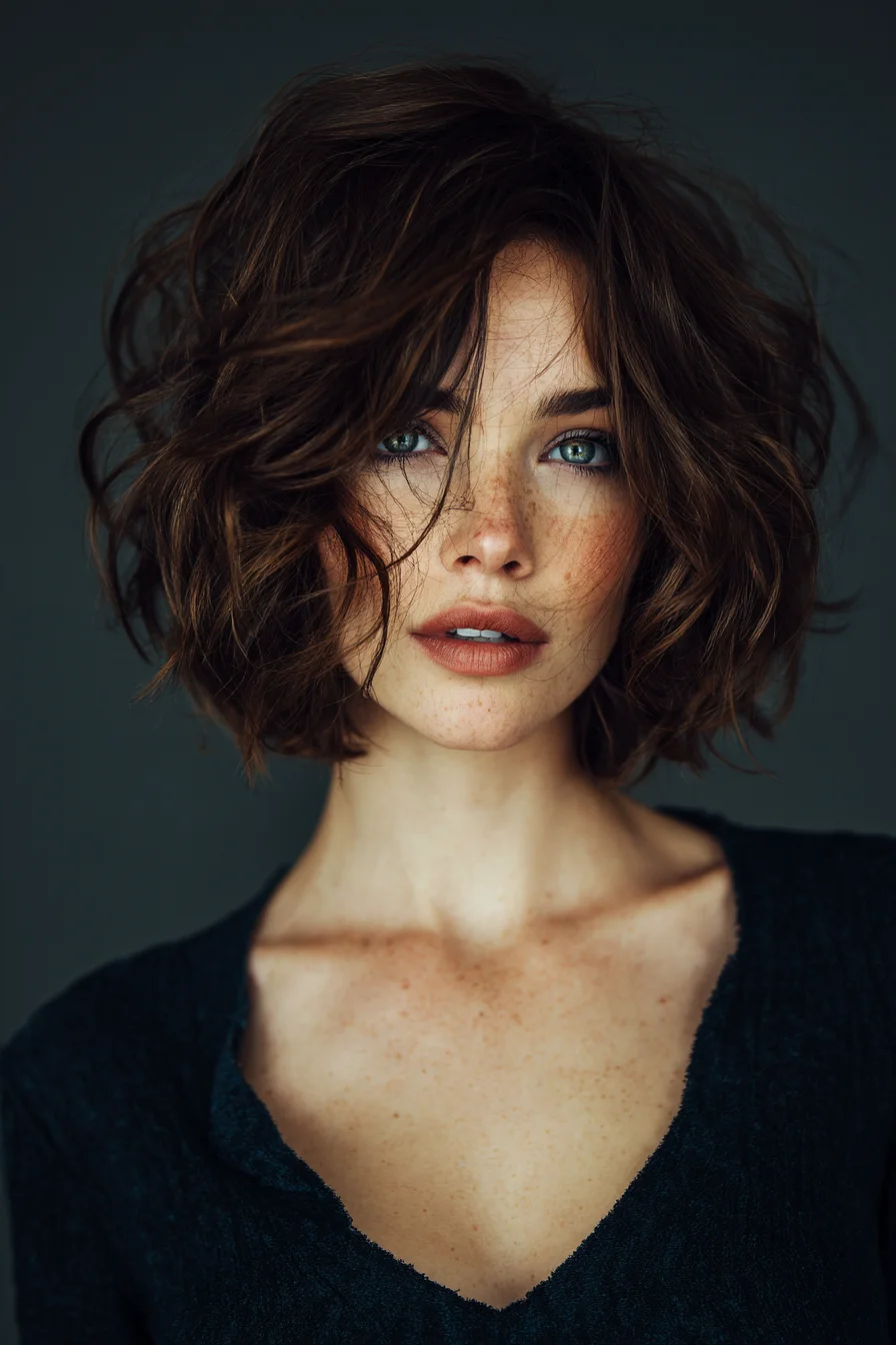 Textured Wavy Bob for an Effortless, Tousled Look