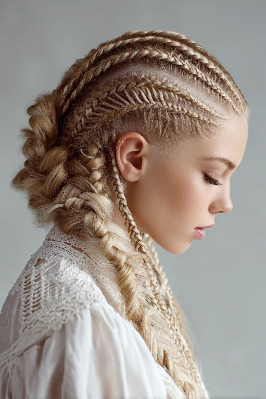 Tight Cornrow Mix with Chunky Twisted Braids for Events