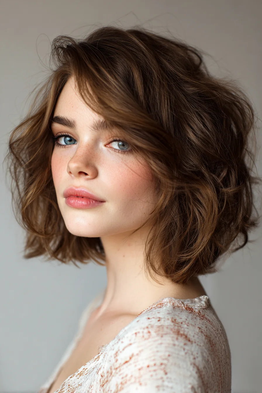 Tousled Chin-Length Bob with Soft Face-Framing Layers