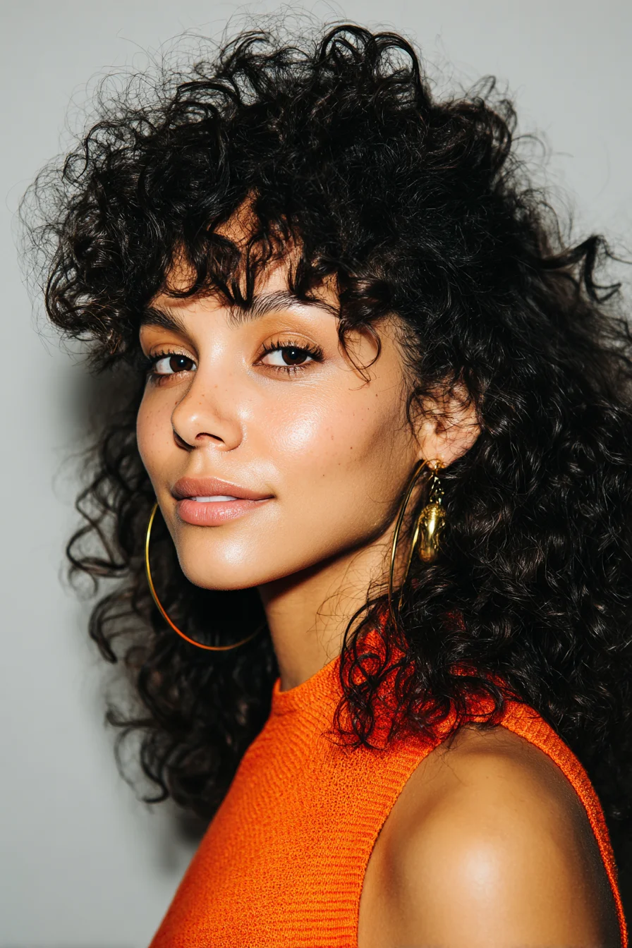 Tousled Curly Fringe with Lived-In Volume for Texture