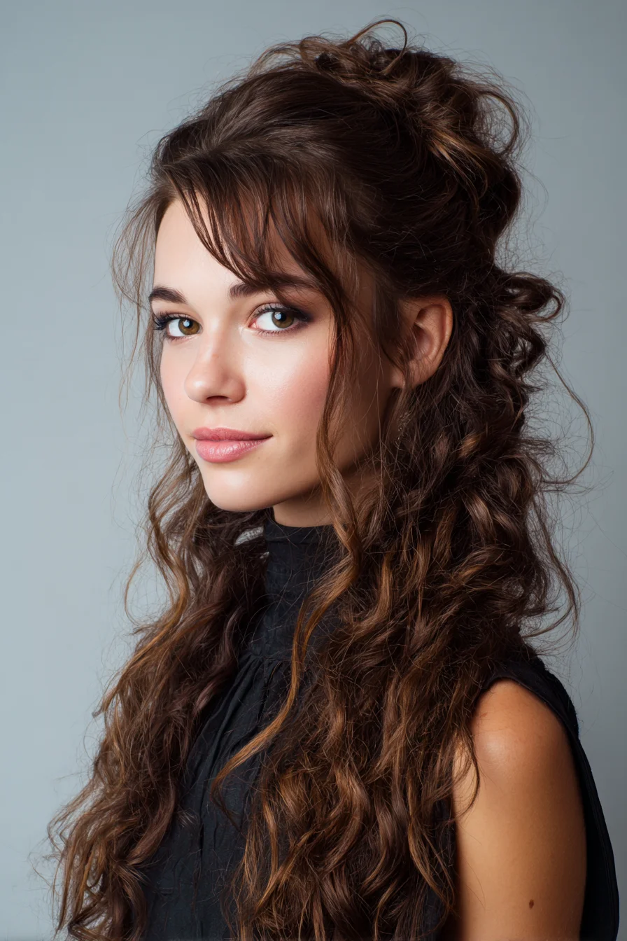 Tousled Half-Up for Natural Curls Effortless Look