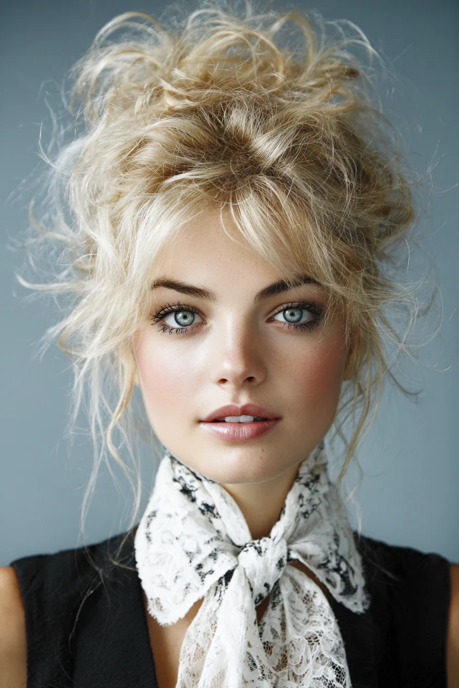 Tousled High Bun with Soft Face-Framing Wisps