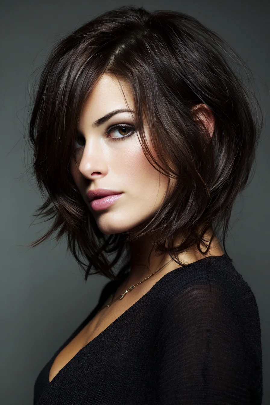 Tousled Layered Bob with Face-Framing Curtain Bangs and Texture