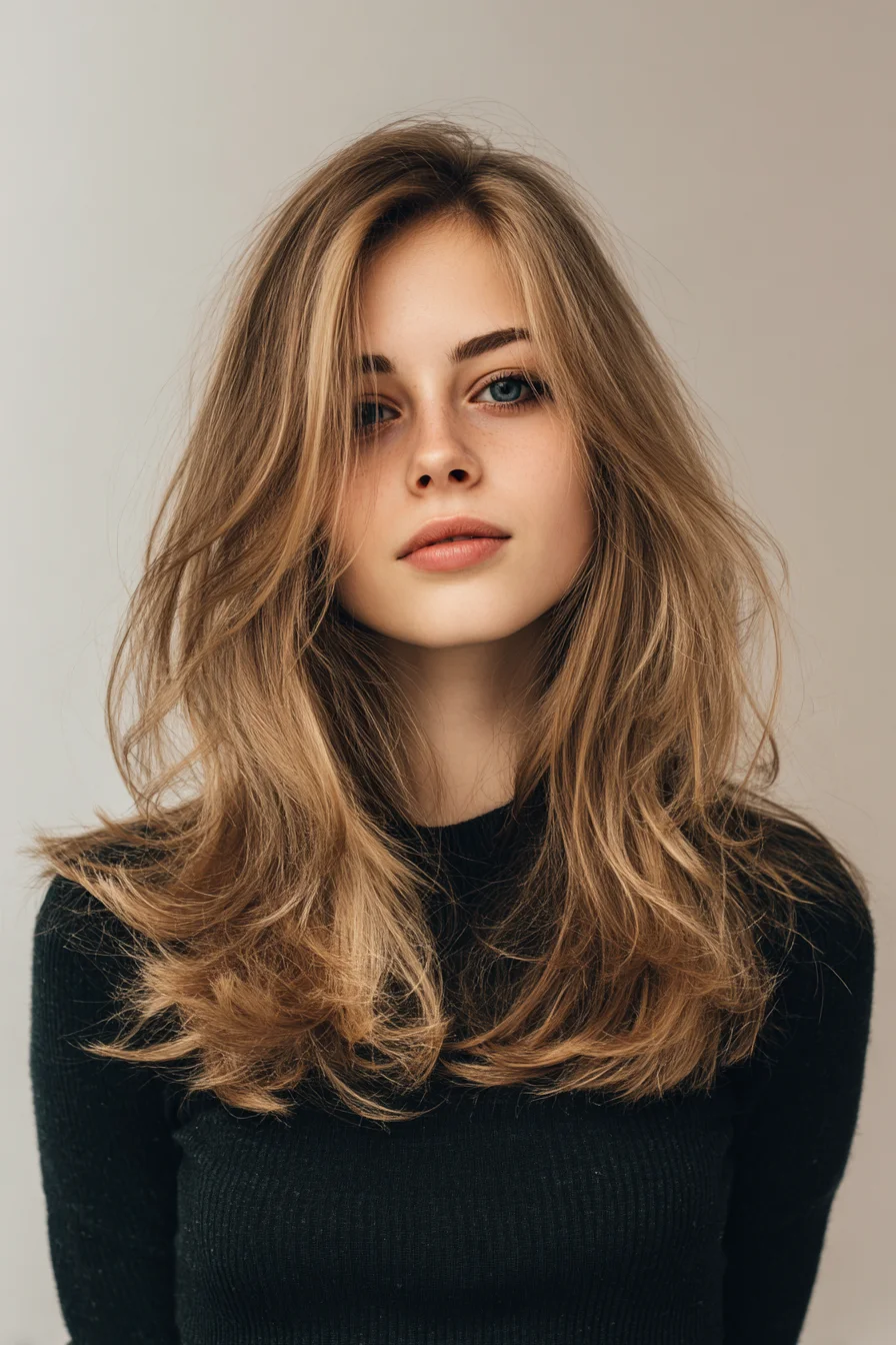Tousled Layered Cut with Face-Framing Curtain Bangs