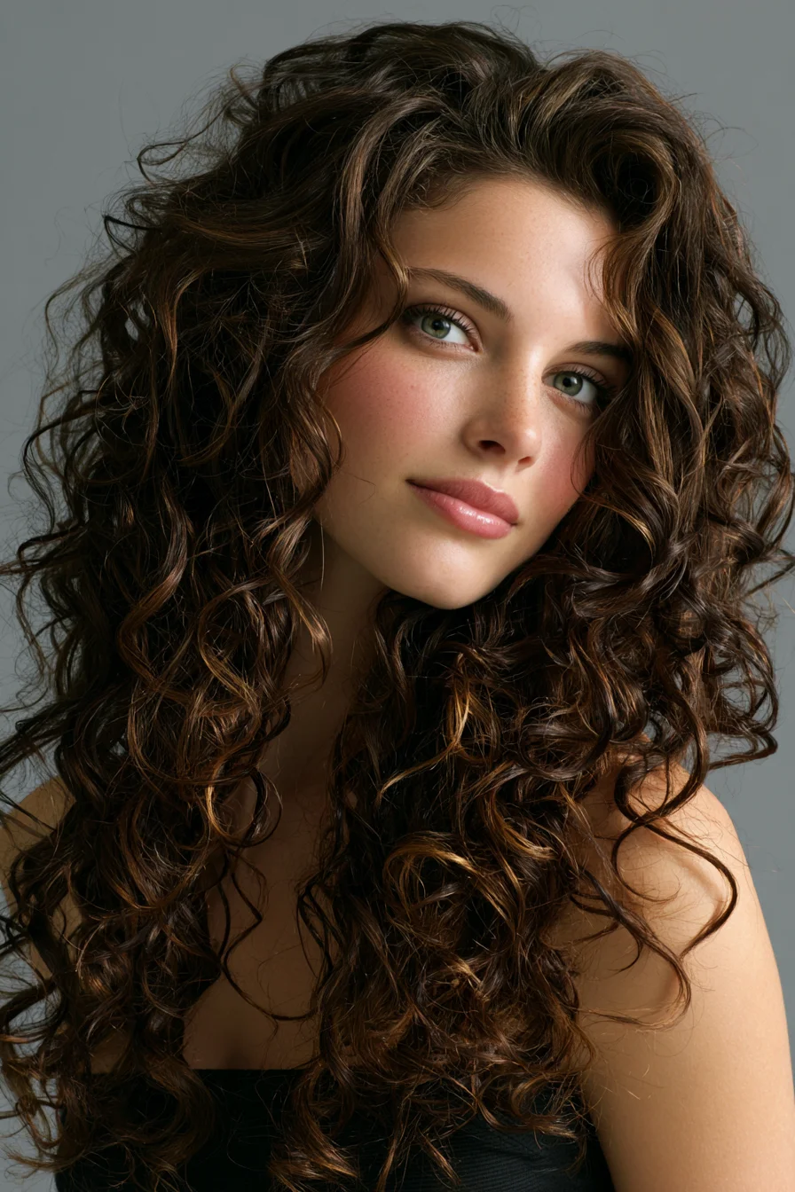 Tousled Long Curls with Face-Framing Layers for Volume