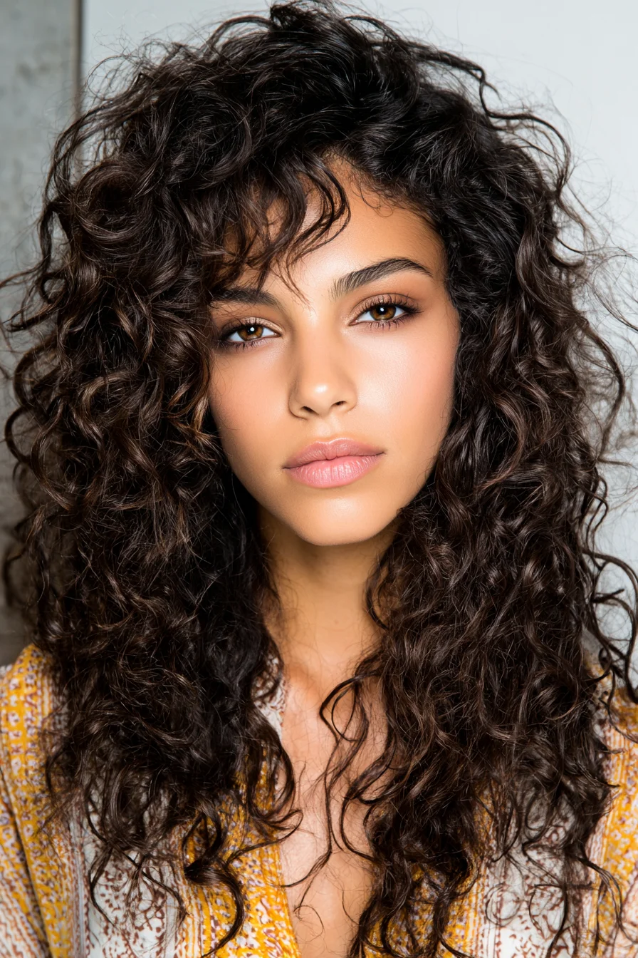 Tousled Long Curls with Soft Face-Framing Layers