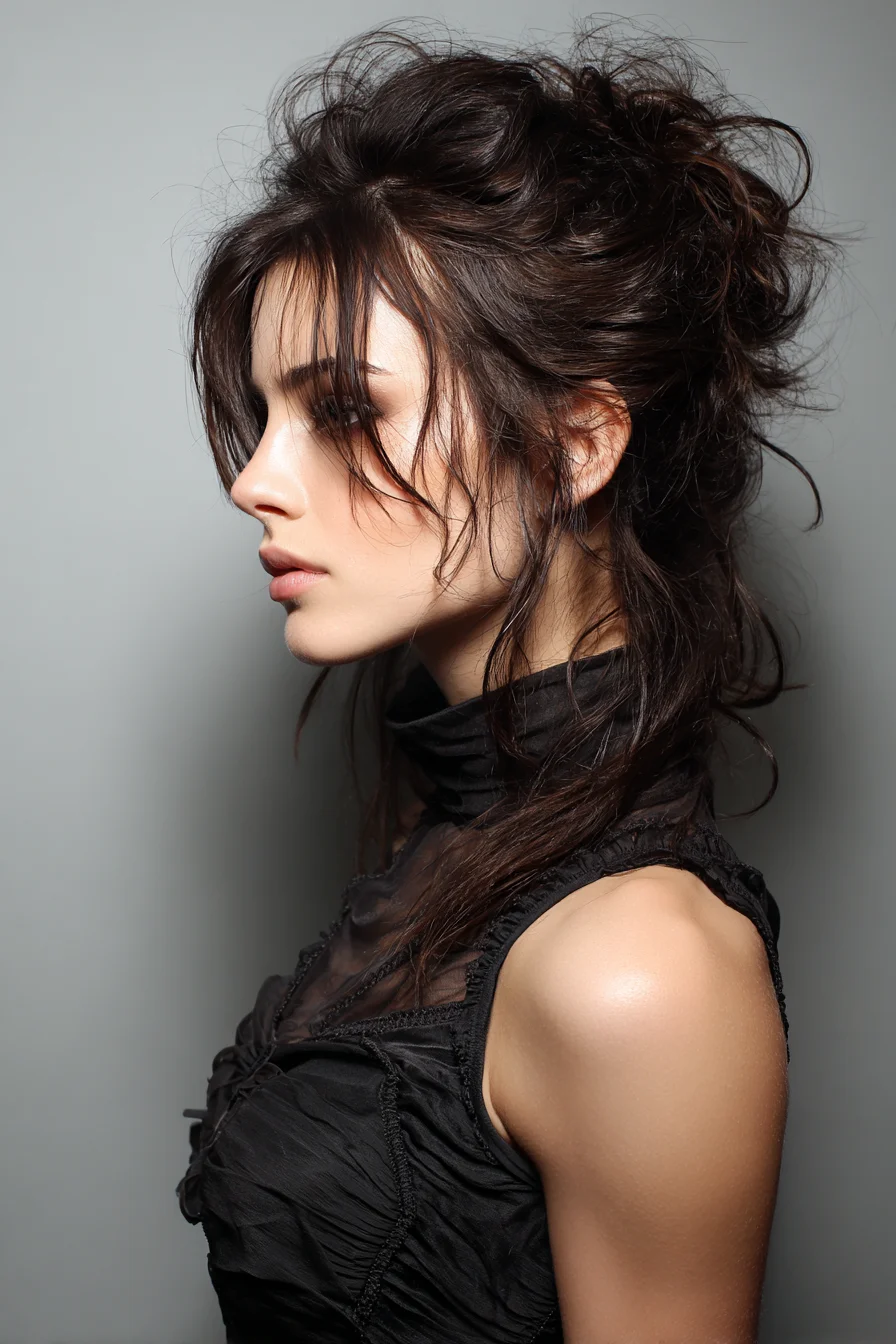 Tousled Romantic Updo with Face-Framing Pieces