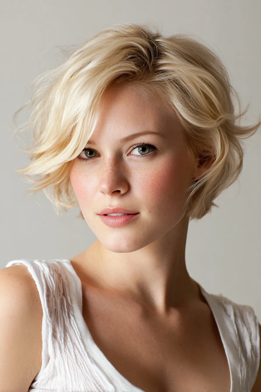 Tousled Short Bob with Piecey Face-Framing Layers and Volume