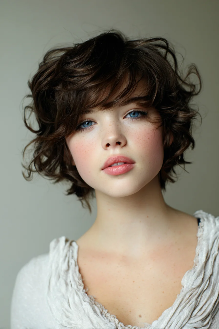 Tousled Short Shag with Curtain Bangs Soft, Face-Framing