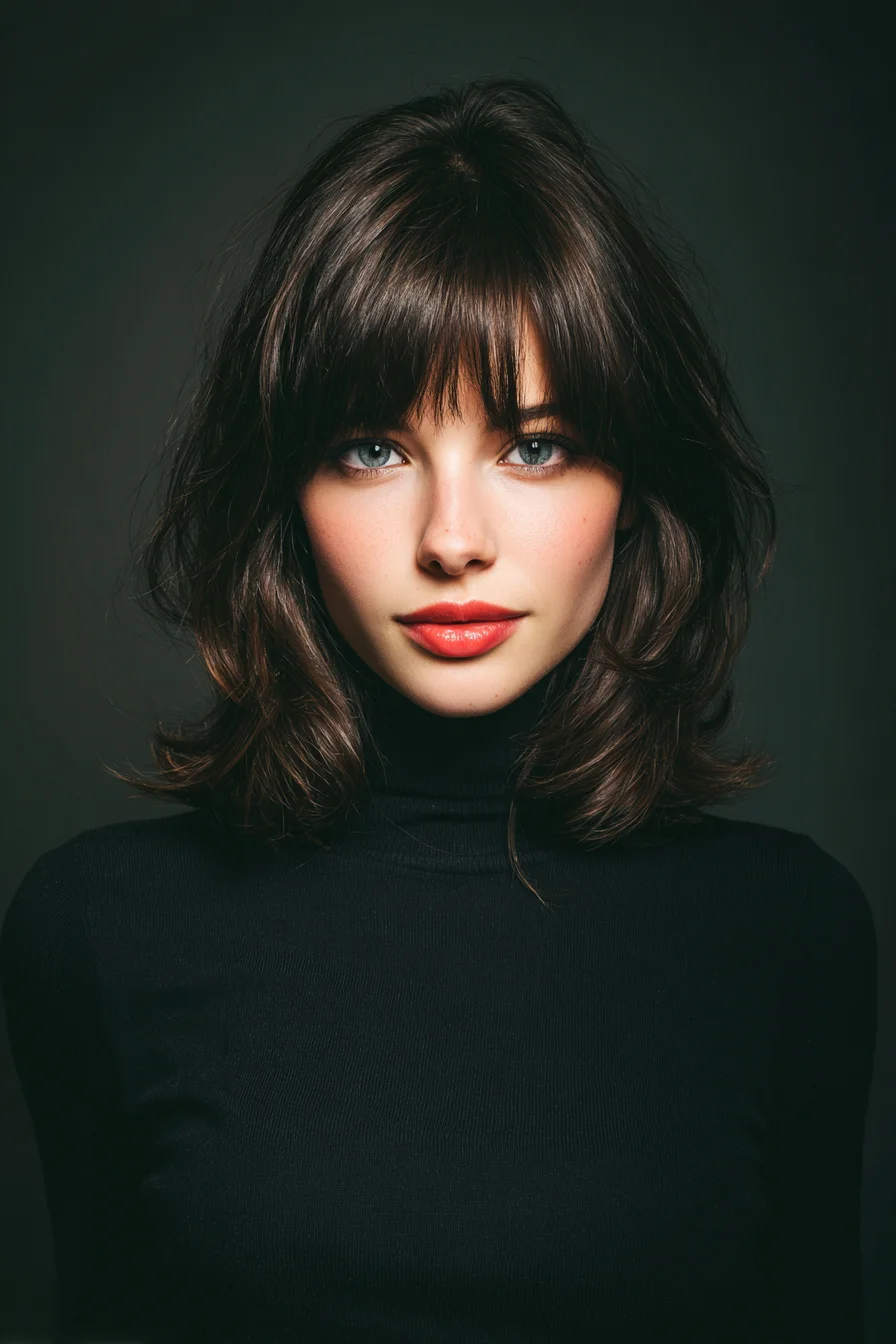 Tousled Shoulder-Length Cut with Soft Curtain Bangs