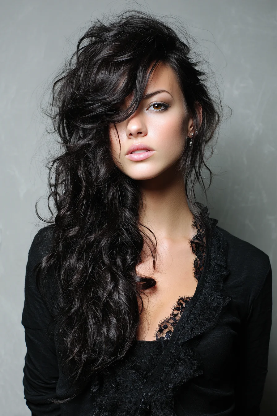 Tousled Side-Swept Curls for Full Textured Volume