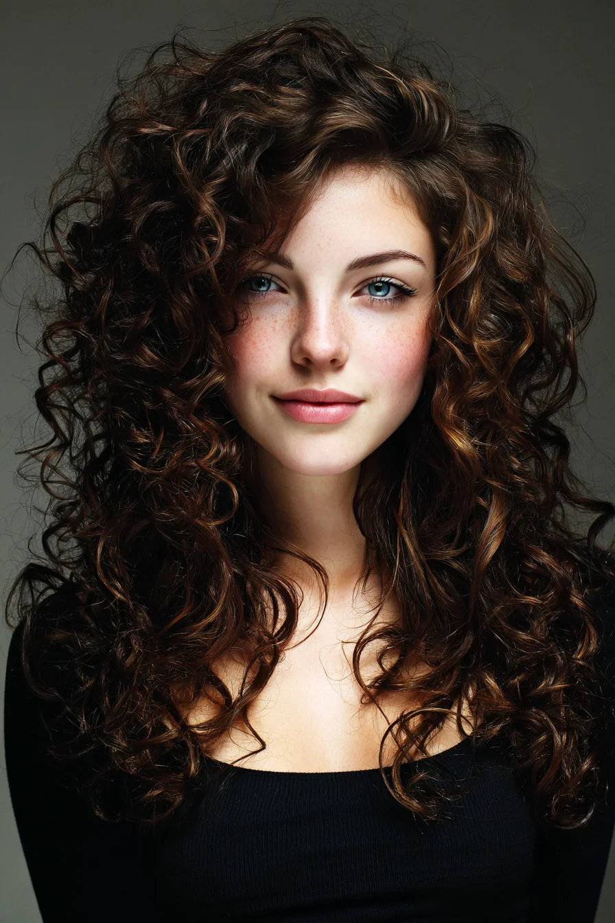 Tousled Voluminous Curls with Face-Framing Layers