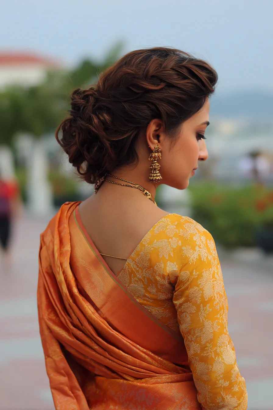 Twisted Braided Low Bun for Saree and Special Events