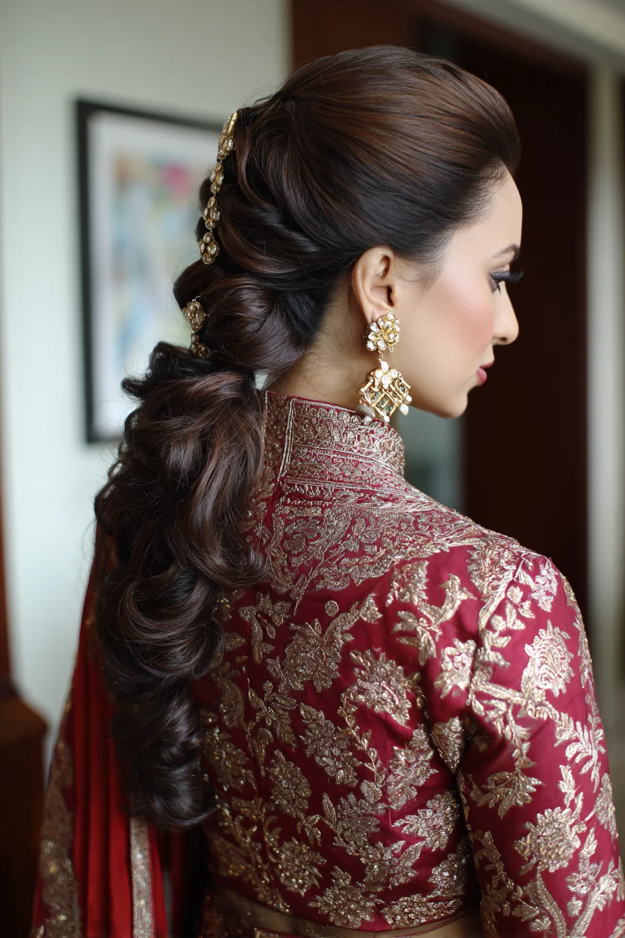 Twisted Bubble Ponytail with Gold Jewel Chain