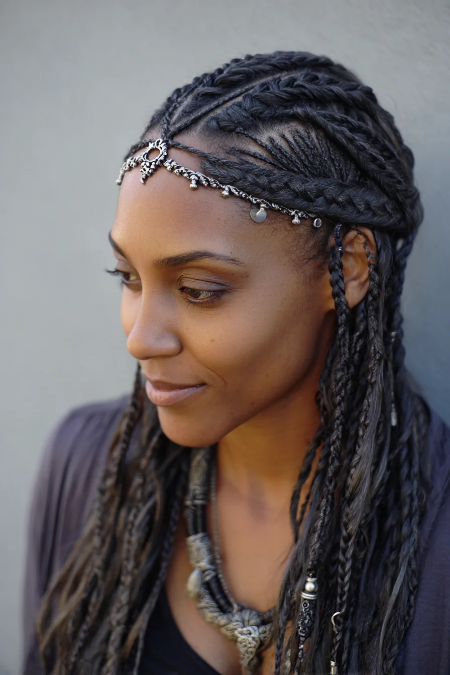 Twisted Cornrows with Face-Framing Microbraids