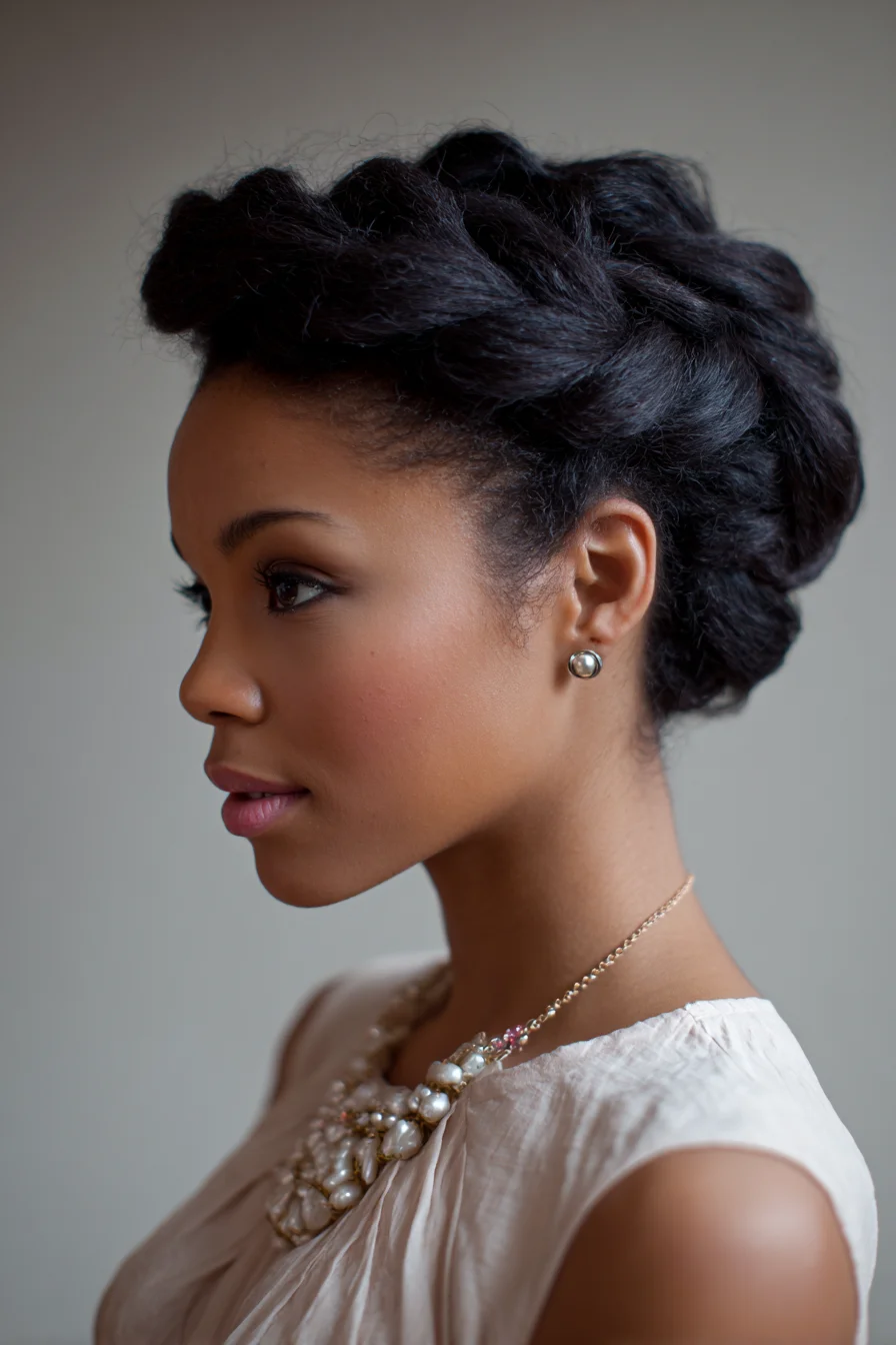 Twisted Crown Updo for Natural Texture and Formal Looks