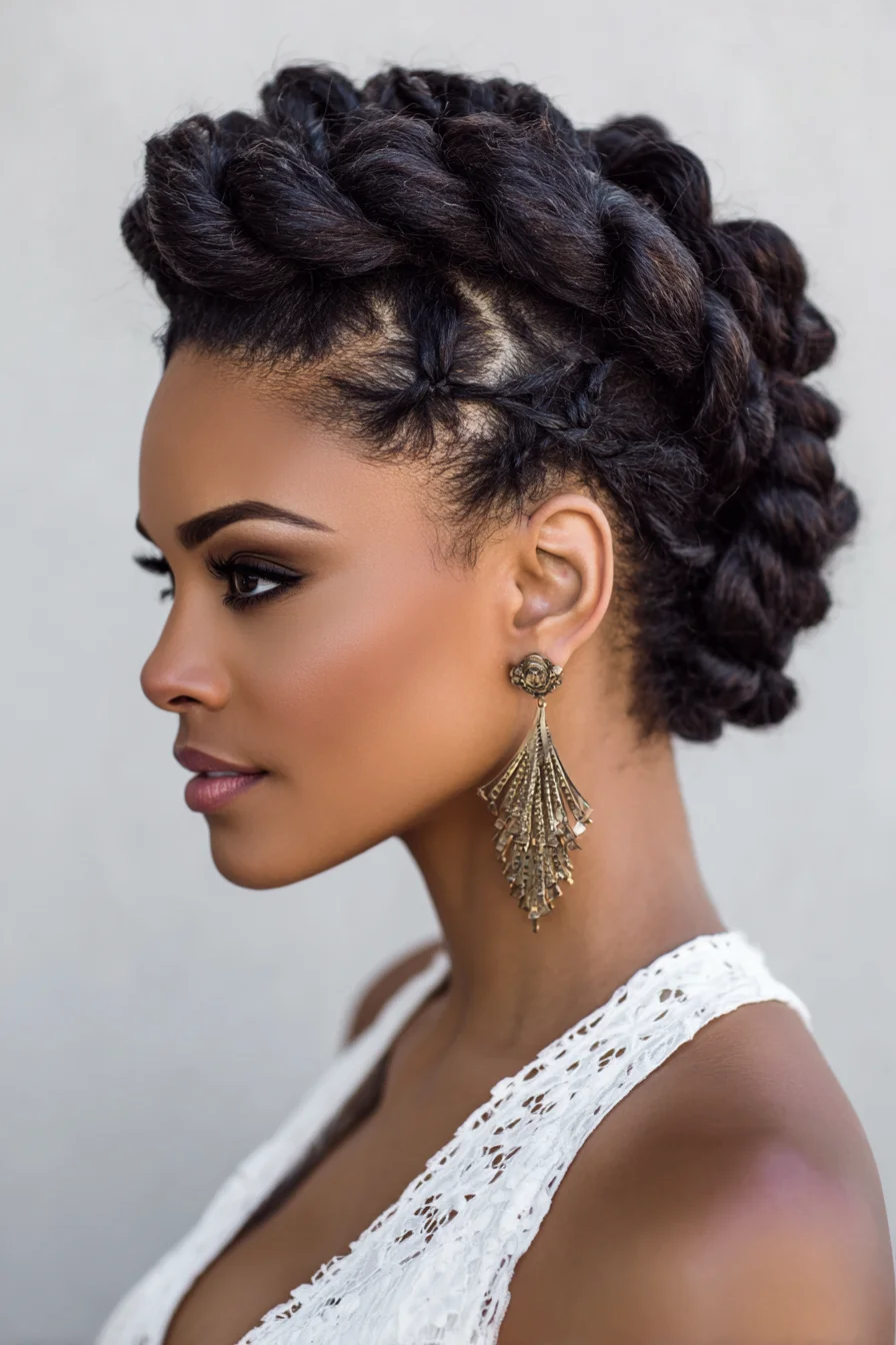 Twisted Crown Updo with Mini Cornrows for Nights Out