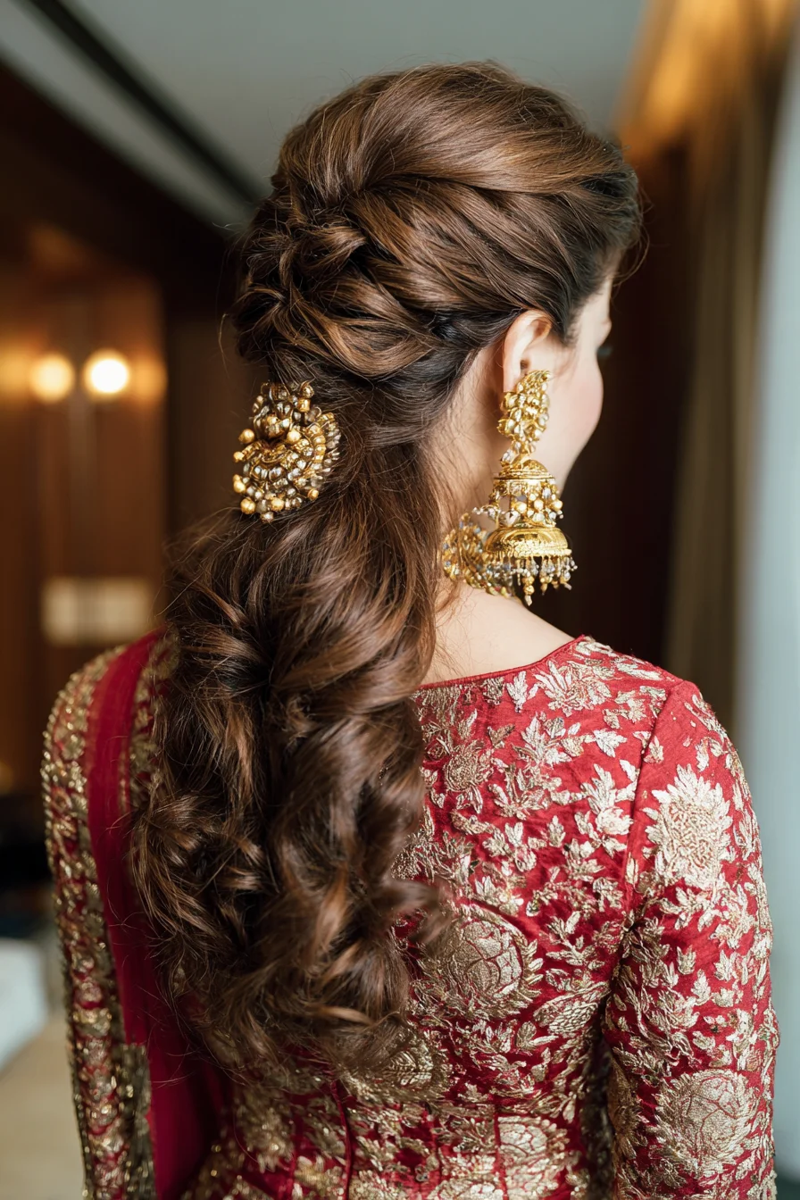 Twisted Half-Up with Loose Curls for Bridal Looks