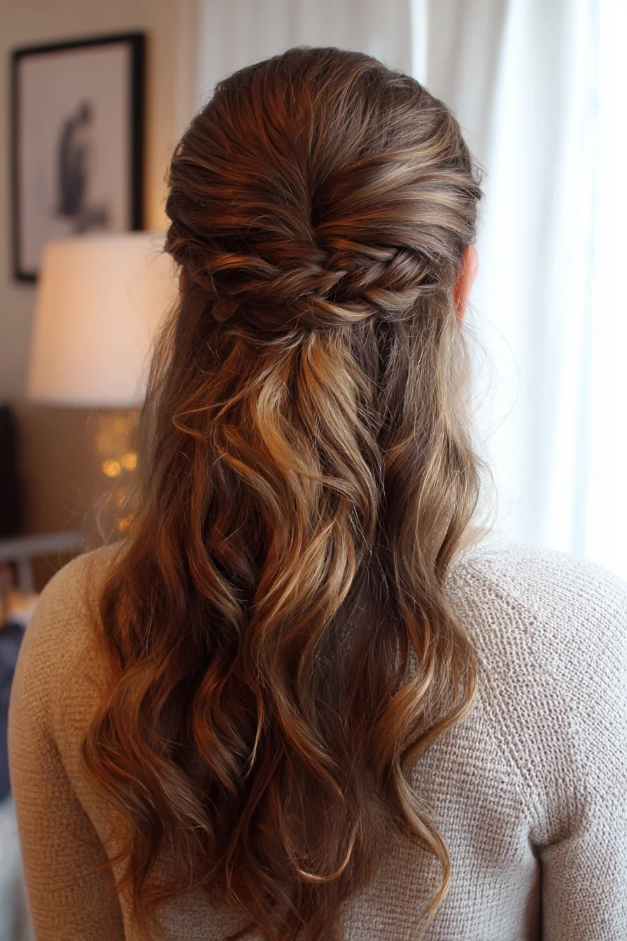 Twisted Half-Up with Loose Waves for An Easy, Romantic Look