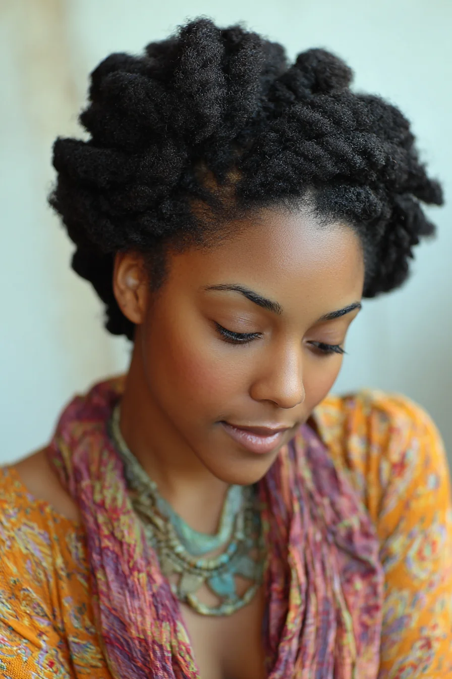 Twisted Updo for Natural Coily Hair Soft Volume