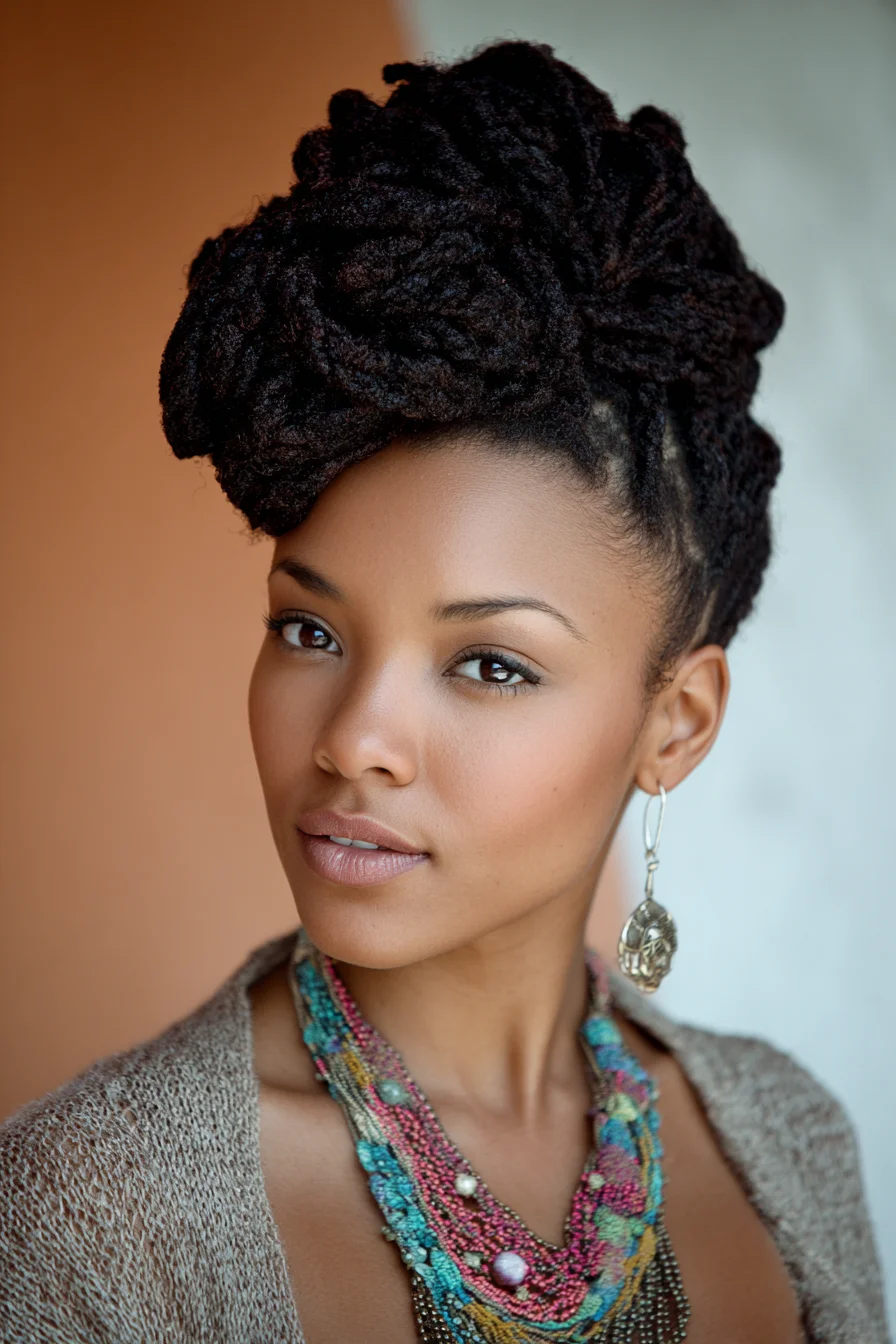 Twisted Updo with Faux-Locs for Everyday Chic