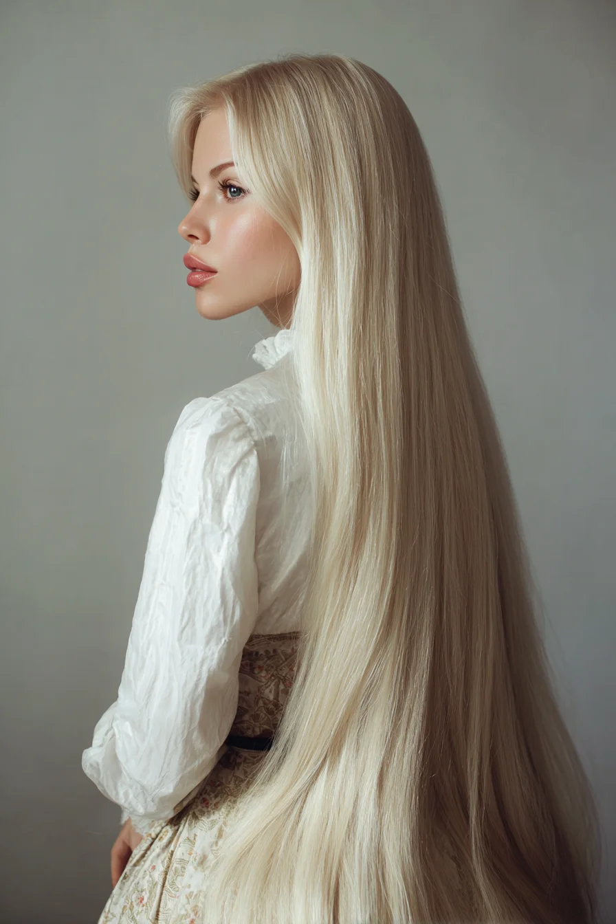 Ultra-Long Sleek Blonde with Soft Face-Framing